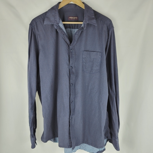 Johnston & Murphy 100% Cotton Blue Button Up - Picture 2 of 9